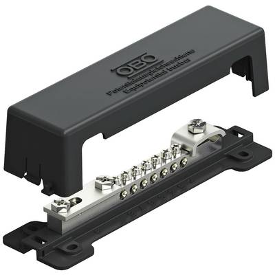 Earth terminal with black cover; contains connection terminals for electrical earthing purposes in installations.