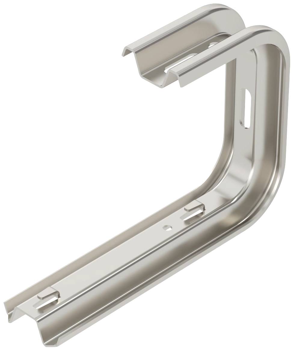 A right-angled metal bracket, potentially used for fixing or supporting structures. It has screw holes.