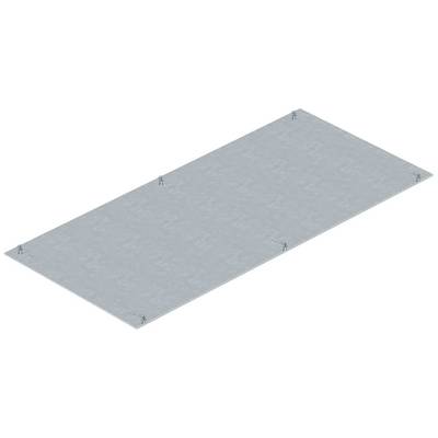 A grey, rectangular surface with small, green figures at the corners. The surface appears industrial or construction-like.