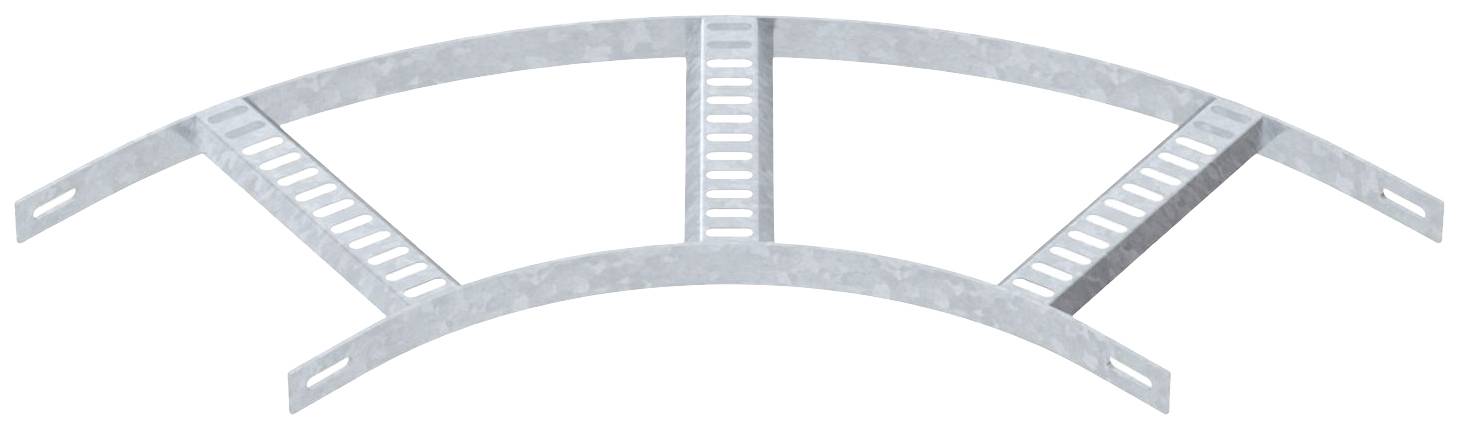 Illustrated is a curved cable carrier with multiple struts that stabilise the structure.