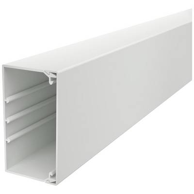 A white trunking channel with a rectangular cross-section and multiple internal chambers, suitable for cable routing and organisation.