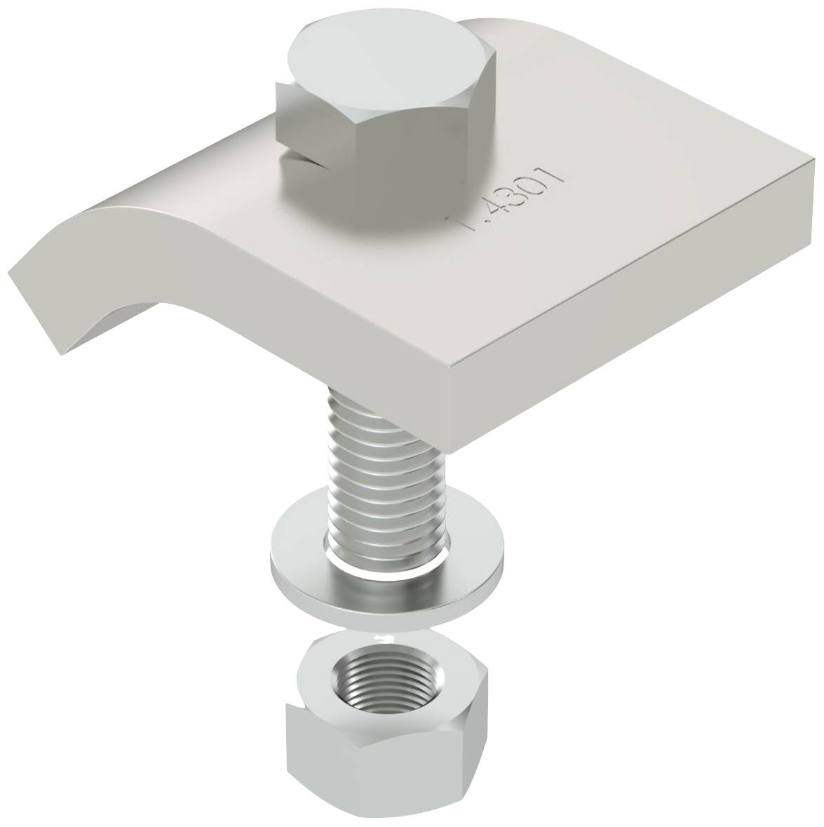Assembly Instructions: Metal Angle Bracket with Threaded Screw, Washer and Nut for Connecting Components.