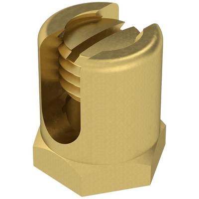 Brass stud bolt, machined to reveal internal thread structure. Illustrates precise fitment and material characteristics.