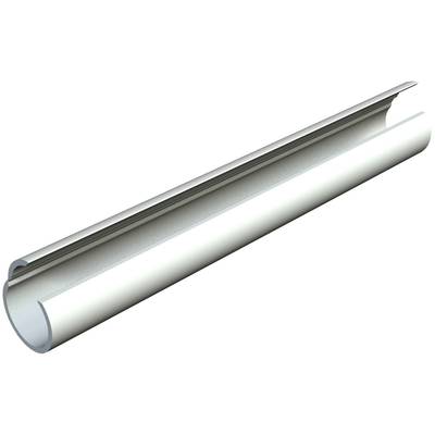 A white, curved plastic profile with a U-shaped cross-section, which can be used for cable routing or as a strip.