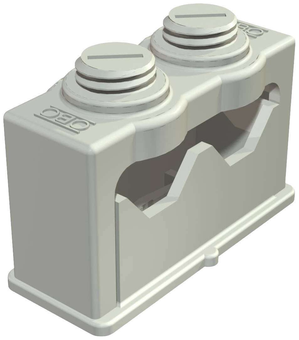 A grey LEGO Technic brick with two studs on top and recesses on the sides, suitable for construction models.