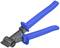 Pliers with blue handles, specifically designed for bending and securing metal edges during metalworking.