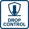 'Drop Control' symbol with a downward-pointing arrow on a protective shield. The sign represents controlled falling or lowering.