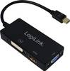LogiLink CV0110 HDMI Adapter [1x Mini DisplayPort plug - 1x DVI socket 25-pin, HDMI socket, VGA socket] Black 0 mm