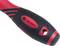 Handle of a tool in black and red with 'TOOLCRAFT' logo; ergonomic design for comfortable grip.