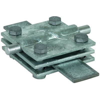 A flat, metallic sliding mechanism with four screws and a movable central section, potentially a machine component.