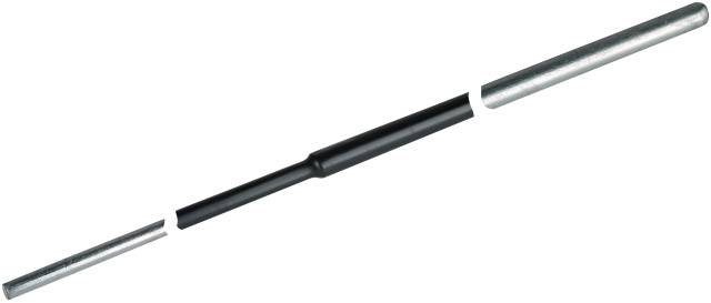 A long, slender metal rod with a black central section, presumably a resistor or a technical component.