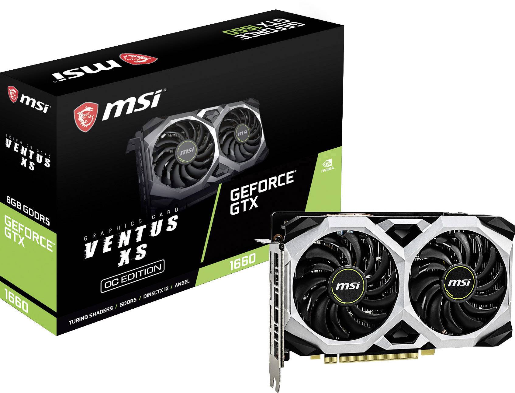MSI Gaming GPU Nvidia GeForce GTX1660 Ventus Overclocked 6 GB GDDR5 RAM PCIe x16 HDMI™, DisplayPort