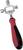 A metal tool with a red handle and four different socket sizes, suitable for tightening or loosening nuts and bolts.