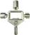 Metal key with four different attachment heads in a cross-shaped design for operating technical equipment.