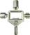 Metal key with four different attachments, each suitable for different valves and switches.