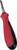 A red and black screwdriver with an ergonomic handle and a flat head, suitable for general repair work.