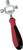 A square-headed key with a red handle, used for plumbing and heating installations to open various valves and covers.