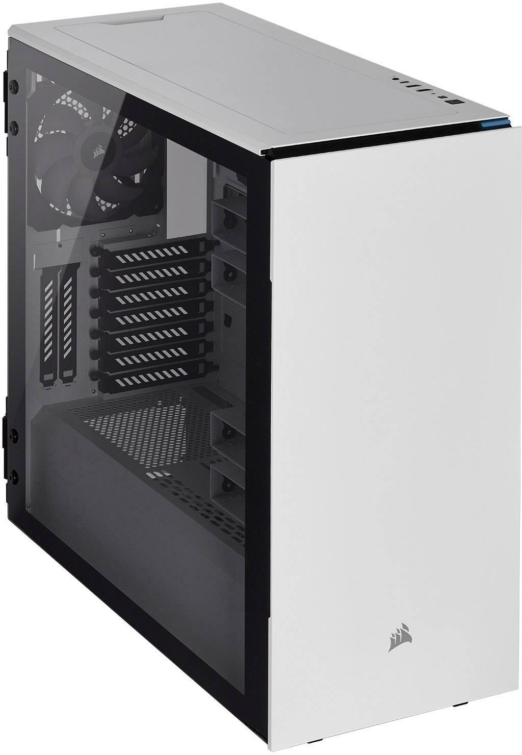 Corsair Carbide 678C Tempered Glass Midi tower PC casing White 3 built-in fans, Insulated, Window, Dust filter