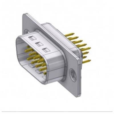 A shielded rectangular plug with multiple gold-plated pins, typically used for electronic connections.