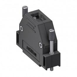 Black, trapezoidal machine component with screws on the sides. It has a rectangular cutout at the top and is labelled with 'PHOENIX'.