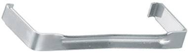 Metal U-hook, curved, with flat ends, used for fastening or hanging in various applications.