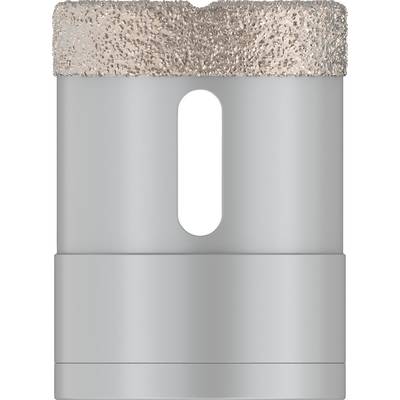 Silver round drill bit with granular tip for precise drilling in concrete or tiles.