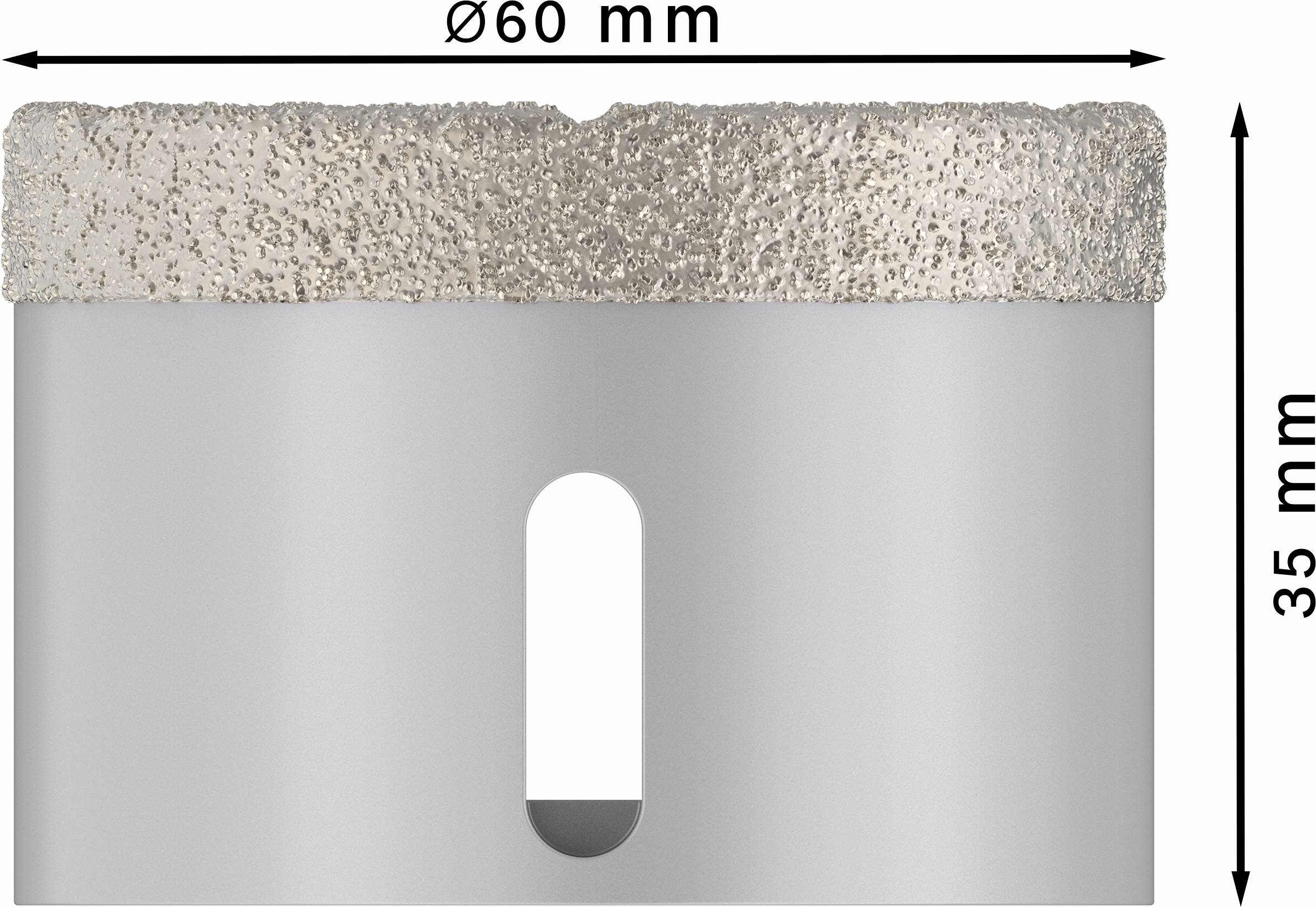 Core drill bit with a diameter of 60 mm and a height of 35 mm, suitable for precise cutting in hard materials.