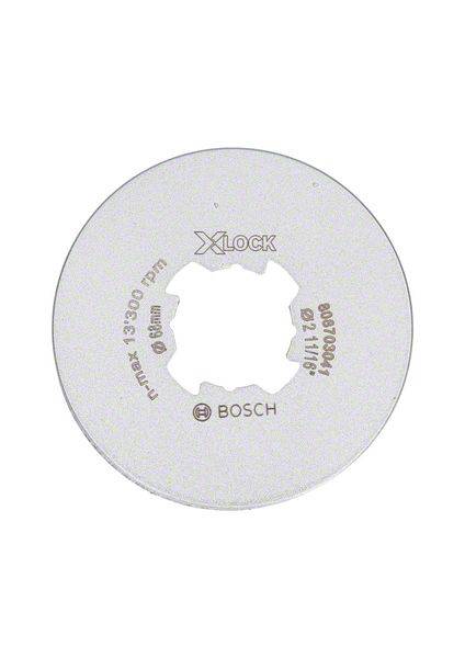 Round Bosch saw blade with X-LOCK system, silver-coloured. Suitable for metal cutting, maximum speed 13,300 rpm.
