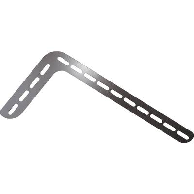 L-shaped metal bracket with multiple oval holes along both legs, used for fixing in construction projects.