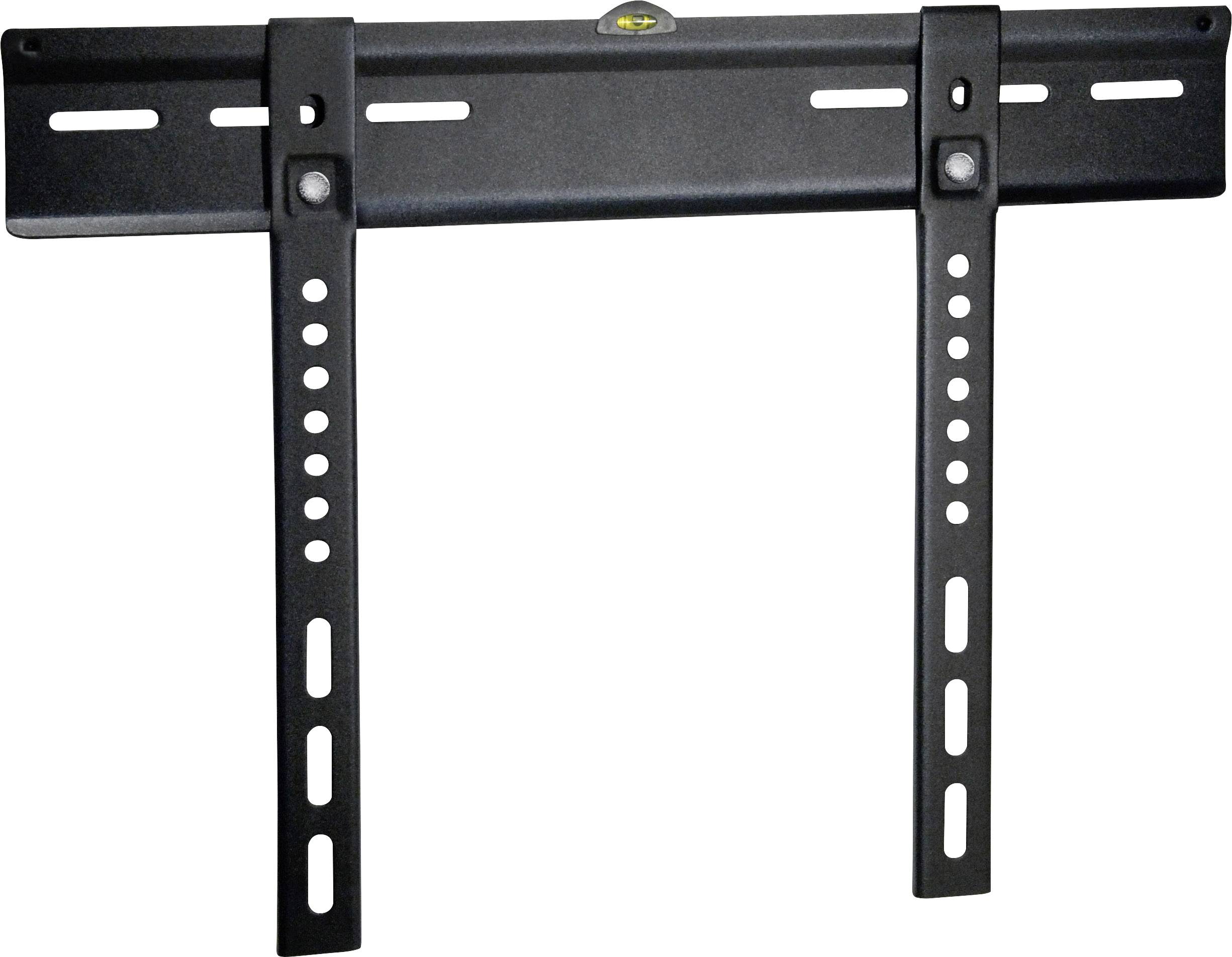 Slim black TV wall mount with a horizontal bar and two vertical supports that can be mounted on the wall.