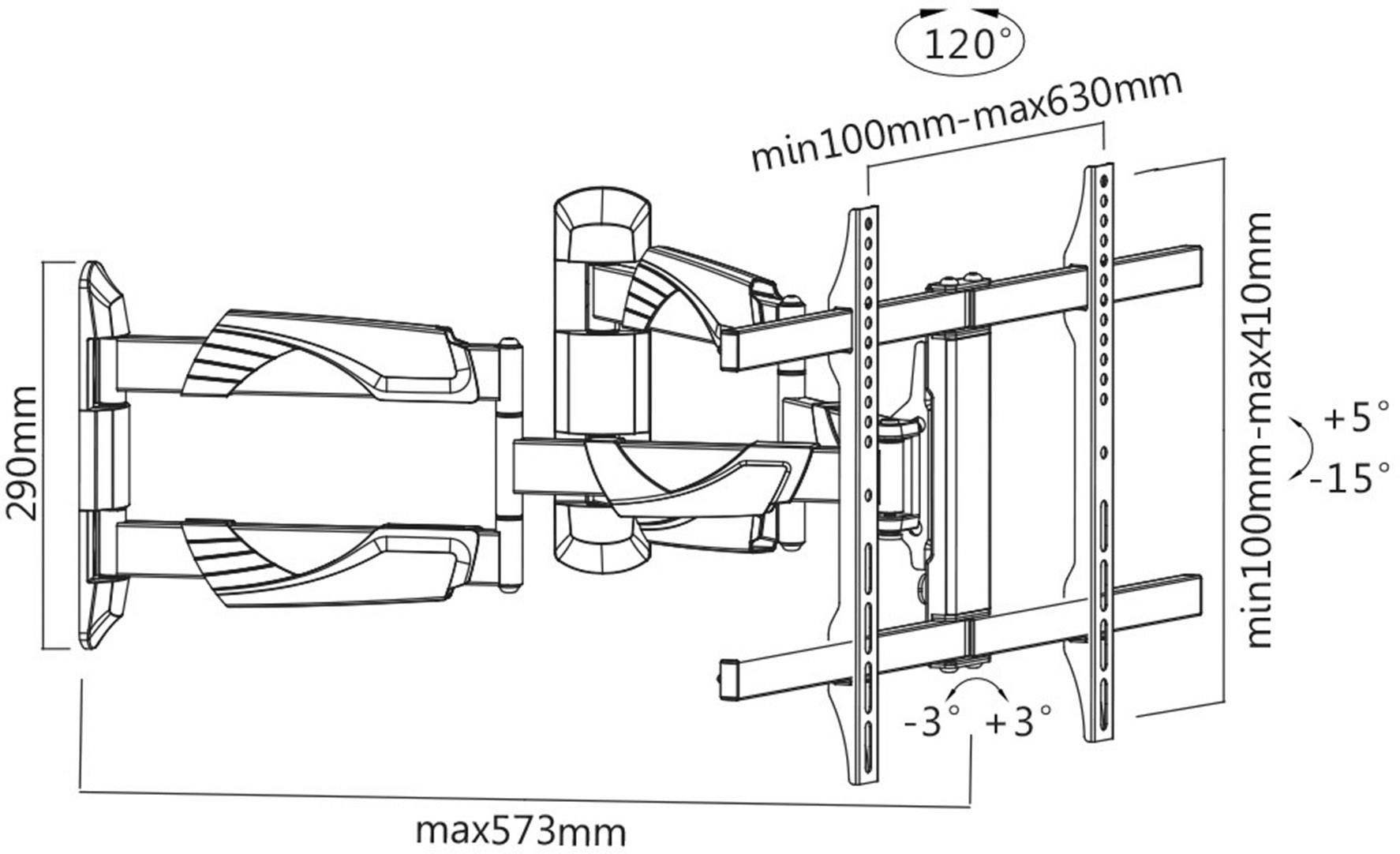 My Wall HP41CL TV corner mounted brackets 94,0 cm (37") - 177,8 cm (70") Rotatable, Swivelling, Tiltable, Swivelling Cor-2