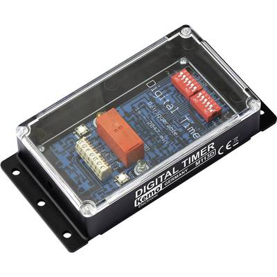 Digital timer in a rectangular casing, with a red switch and circuit board visible, equipped for precise time control.
