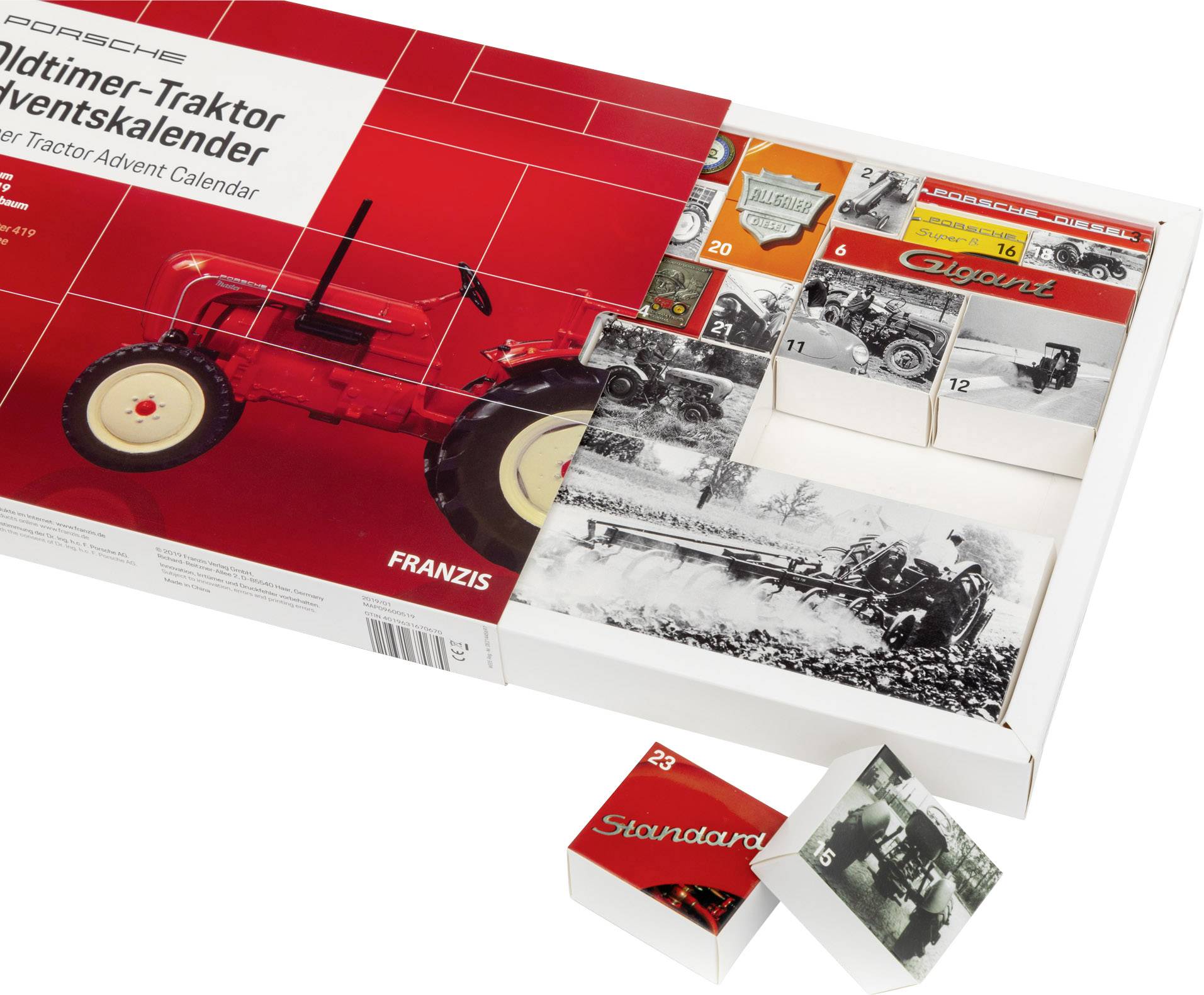 Franzis Verlag Porsche Oldtimer-Traktor Adventskalender Advent calendar Age category 14 years and over-6