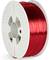 A reel of red 3D printer filament against a white background, suitable for use in 3D printers.