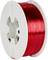 Red 3D printer filament spool, plastic material on a white spool, ready for use in 3D printers.