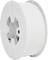A plastic reel with white 3D printer filament.