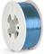 A white spool with blue 3D printer filament.