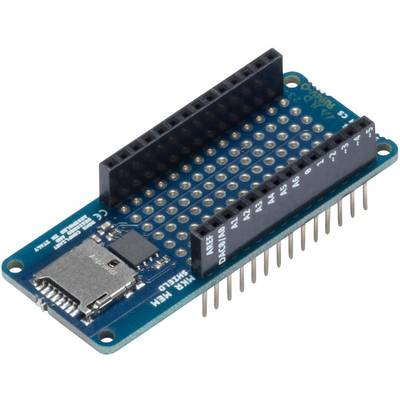 An Arduino shield with connection pins and a micro SD card slot. Suitable for extension projects involving data storage on Arduino.