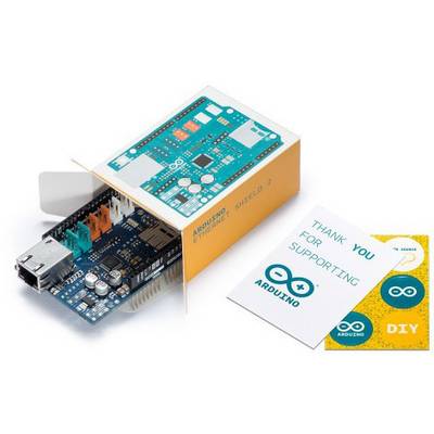 Arduino Starter Kit with circuit board and instructions to support Arduino projects. Includes acknowledgement of support.