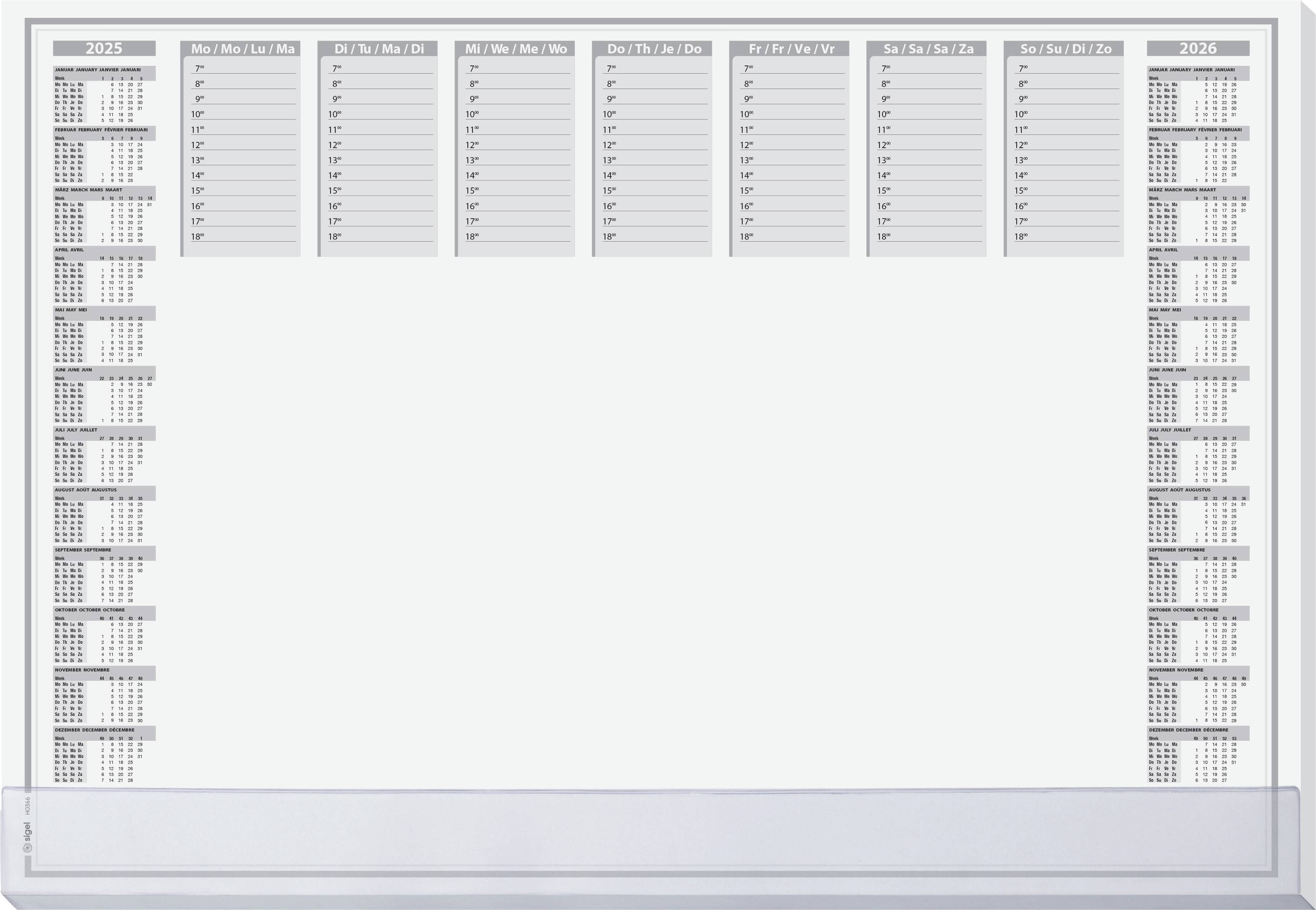 Sigel Protect HO366 Desk pad Two-year planner Grey (W x H) 595 mm x 410 mm