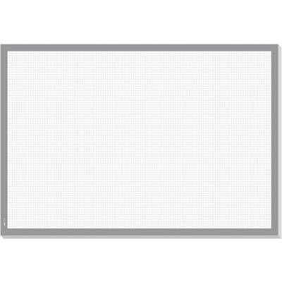 White, blank pinboard with a fine grey grid in a grey frame.