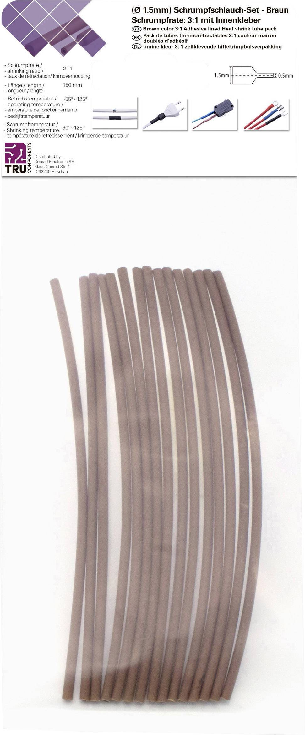 'Brown Heat Shrink Tube Set 3:1 for Internal Wiring. Contains 15 heat shrink tubes. Suitable for cable management.'