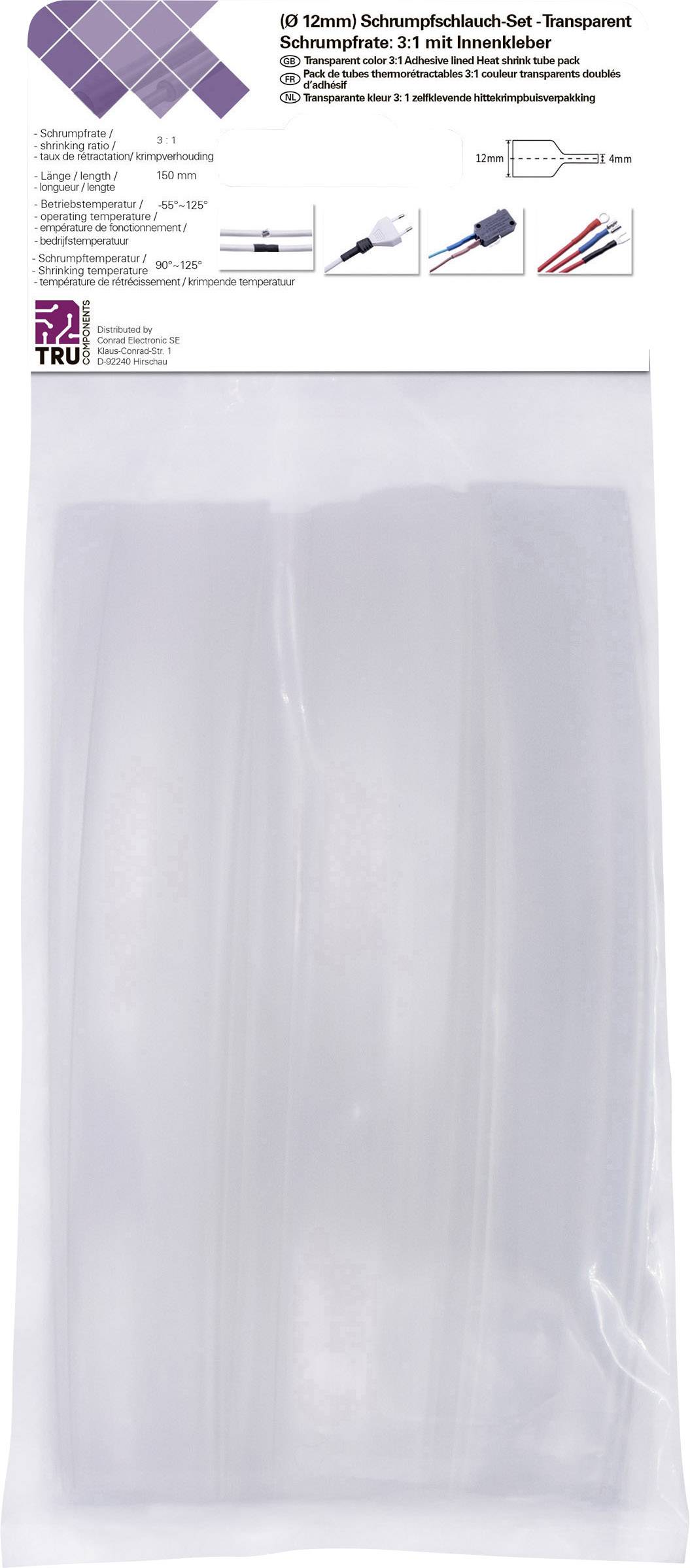 TRU COMPONENTS T1902CA042 Heatshrink set Transparent 12 mm 4 mm Shrinkage:3:1 15 pc(s)-1