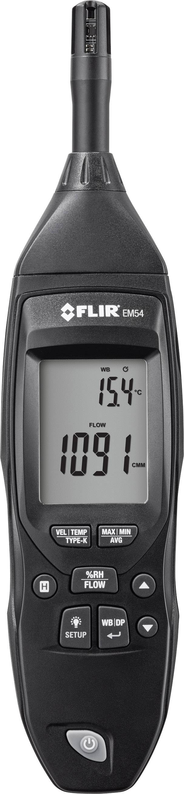 A digital measuring device with a display shows '15.4°C' and '1091'. Brand name at the top, various function buttons underneath.