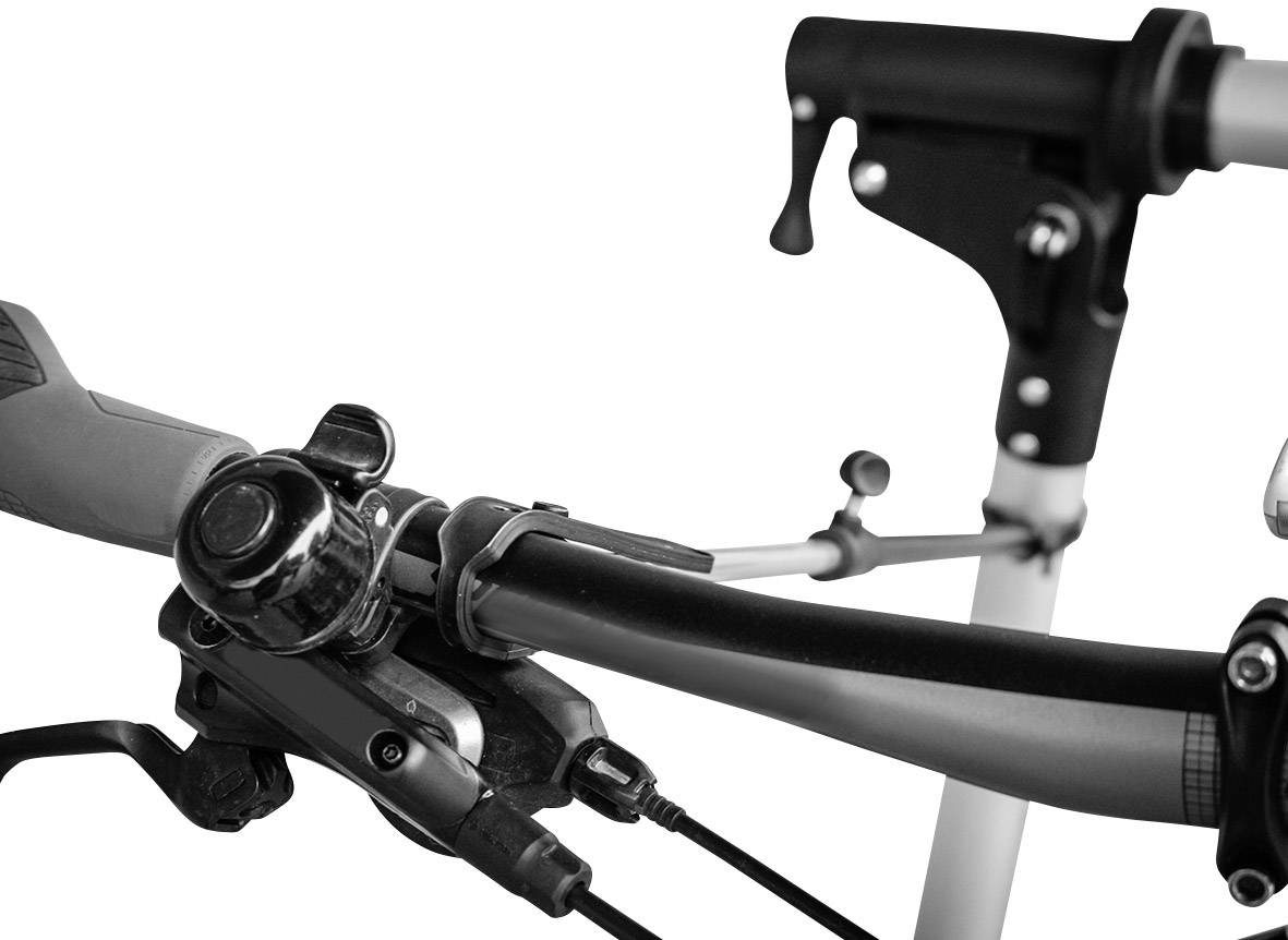 Close-up of a bicycle handlebar with brake lever and bell.