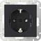 'Black double-earthed socket mounted in a metal bracket. By Kopp brand, suitable for electrical installations.'