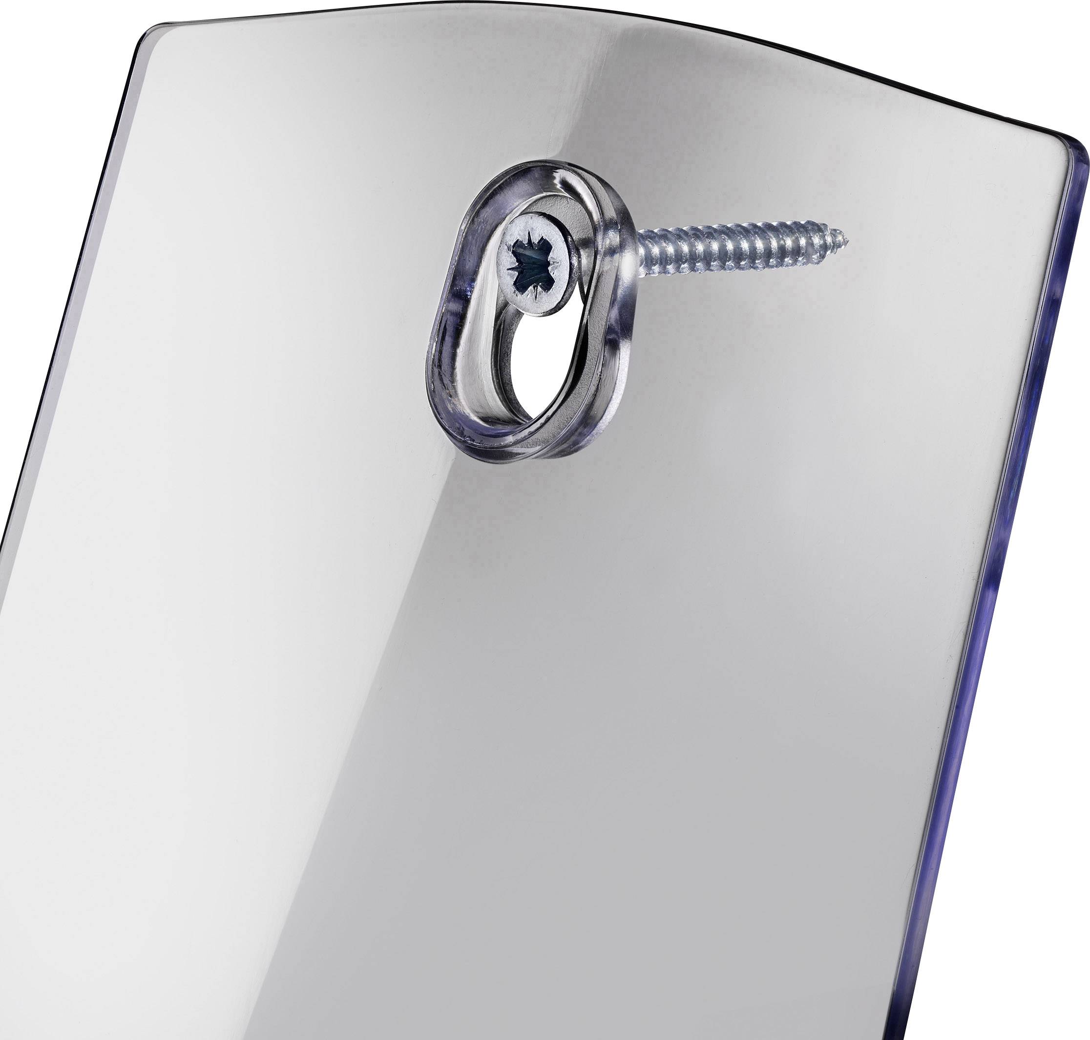 Close-up of a wall hook with screw fixings, shown on the reverse side of a narrow, rectangular object.