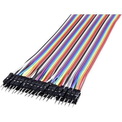 Multicoloured jumper cables with connectors at one end. They are ideal for connecting electronic components.