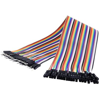 Multicoloured Dupont cables with connectors for electronic circuits, demonstrating the versatility of cable connections.