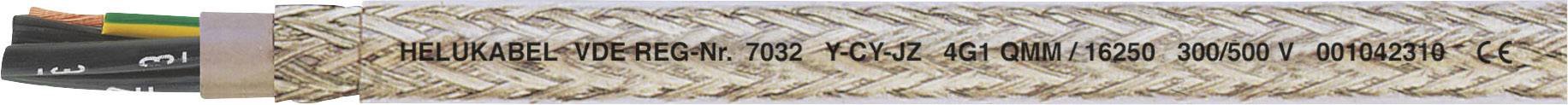 A cable with printed sheathing and visible copper wires. Text on the sheathing: 'HELUKABEL TRONIC-CY'.